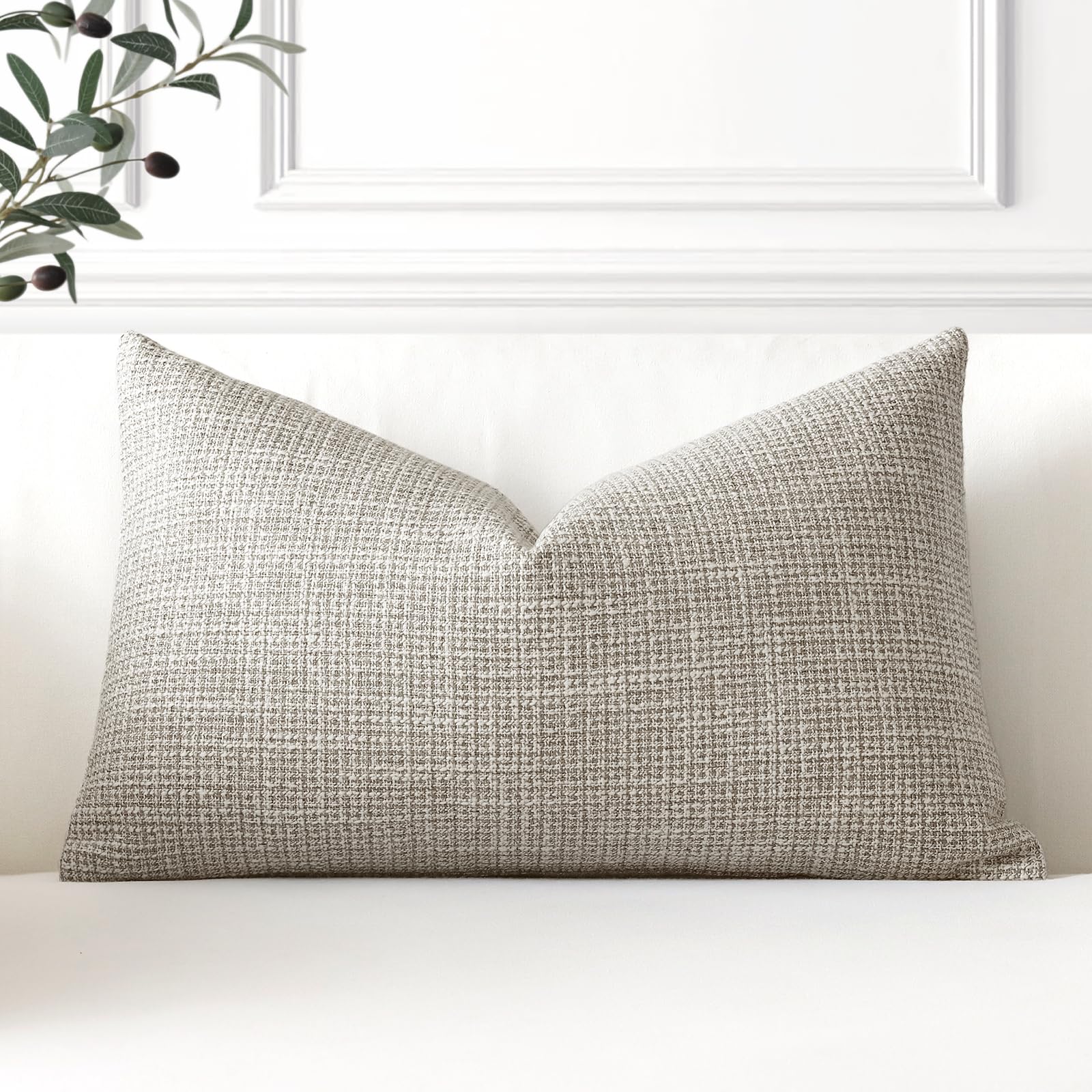 Artscope Linen Cushion Covers Set of 1 Decorative Lumbar Pillowcase Pillow Cover 12x20 Inch for Home Decor Sofa Bedroom Car 30x50cm Khaki — image 1