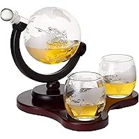 Verolux Whiskey Globe Decanter Set with 2 Glasses in Gift Box - for Liquor, Whiskey, Brandy, Gin, Rum, Tequila, Vodka…