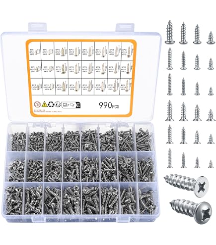 Kayfast 550-Piece Self Tapping Sheet Metal Screw Assortment - Zinc Plated, Phillips Pan Head