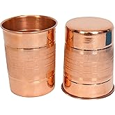 Humaira Nautical Hammered Pure Copper Tumblers Set of 2, UNLINED, UNCOATED and LACQUER Free Drinking Water Glasses Tumblers Copper Glass for Ayurveda Health Benefits