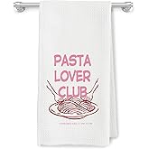 JMICPTUB Pink Italian Pasta Kitchen Towels, Gifts for Pasta Lovers Dish Tea Towels, Trendy Spaghetti Italian Noodle Food Decorative Hand Towel for Kitchen, 16x24 Inch