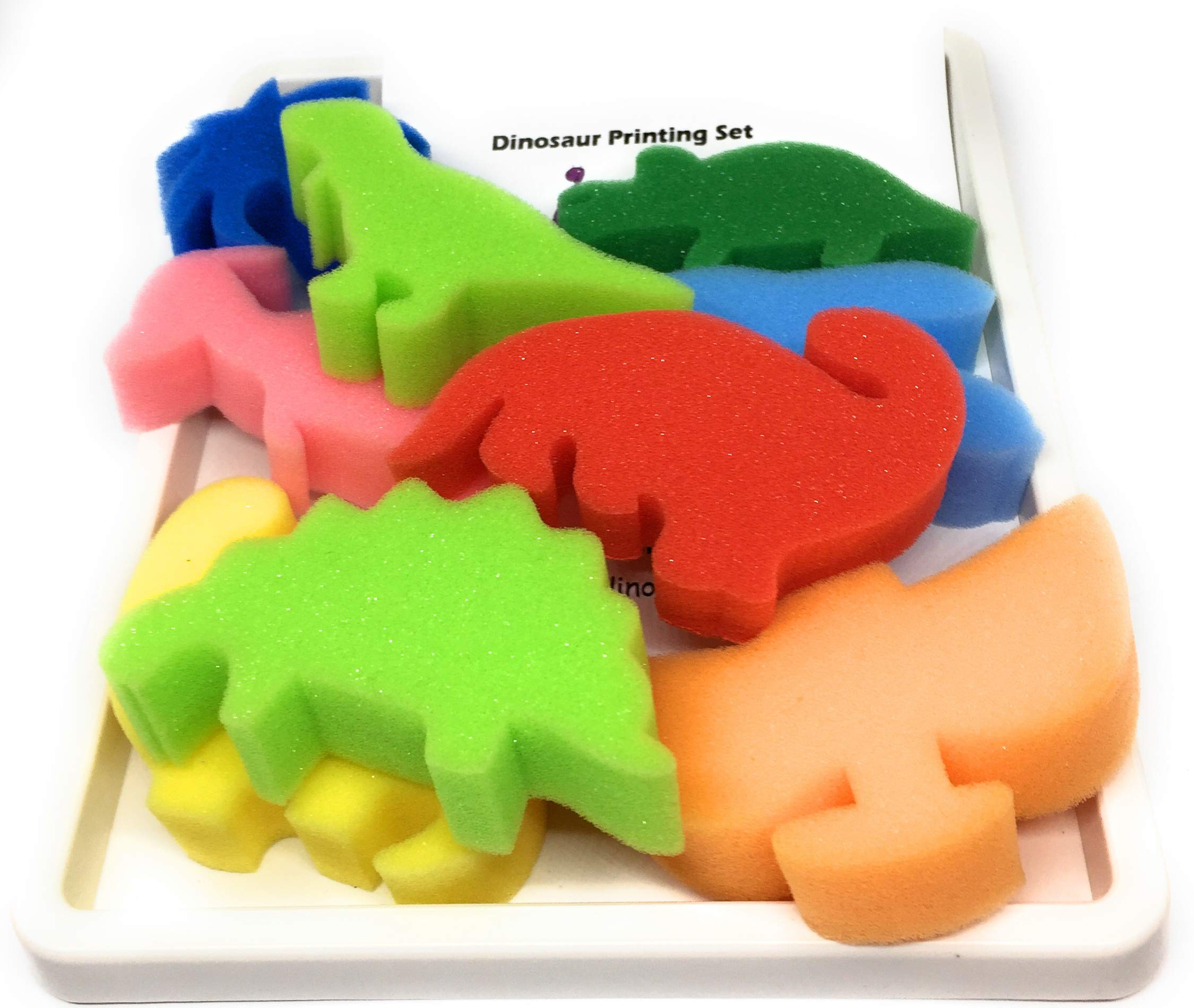Lexicon Select Dinosaur Printing Set with Inking Tray, Set of 9 Foam Dinosaur Shapes and Ideas for Use Leaflet