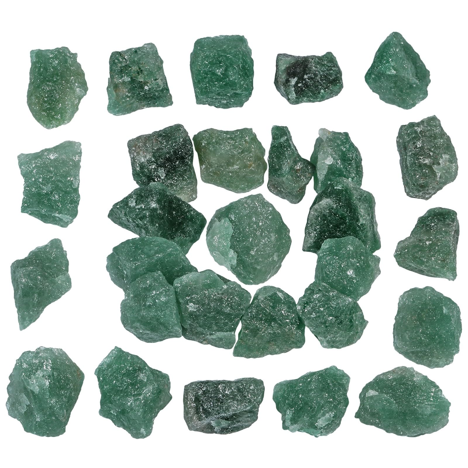 KYEYGWO Natural Crystal Tumbled Chip Stones Irregular Quartz Gravel Mineral Crushed Stones for Jewelry Making Home Decoration, Green Strawberry Quartz