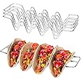 JIBOLAT Taco Holders set of 3,Stainless Steel Taco Shell Holder Stand,Taco Tray Plates for Taco Bar Gifts Accessories,Holds 4 Tacos Each,Oven Safe for Baking, Dishwa sher and Grill Safe