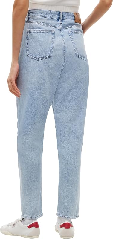 Damen Jeans Hose Mom Jean Tapered Fit, Blau (Denim Light), 30W/32L