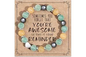 JEWELRYCARD Jewelry&Card Inspirational gifts for Women, Men - Sometimes You Forget You're Awesome Bracelets with Natural Stone, Unique Small Gifts for Birthday