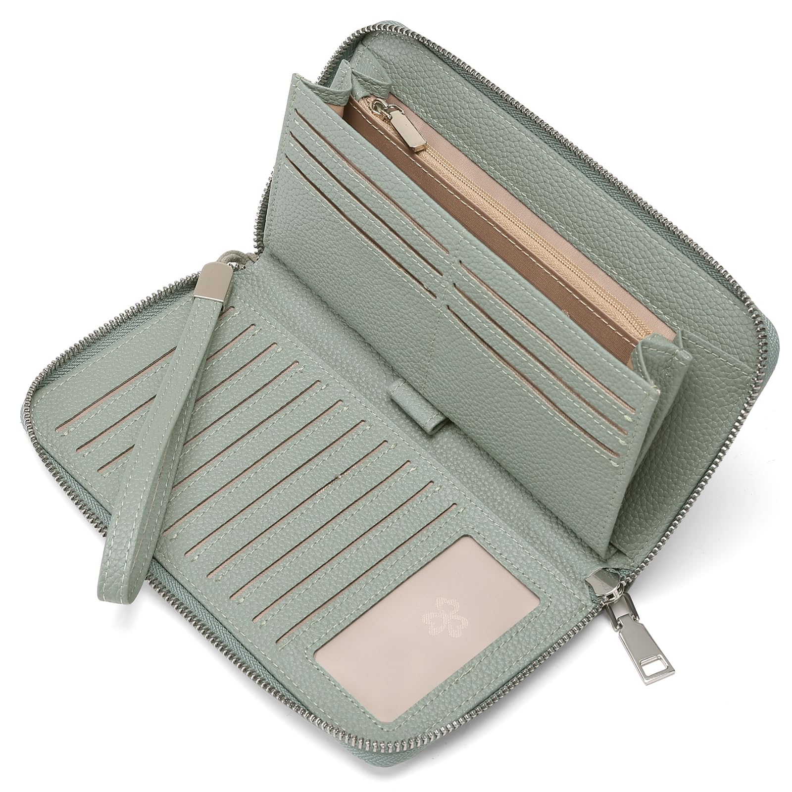 Photo 1 of GOIACII Womens Wallet RFID Blocking Leather Zip Around Wallet Large Capacity Long Purse Credit Card Clutch Wristlet