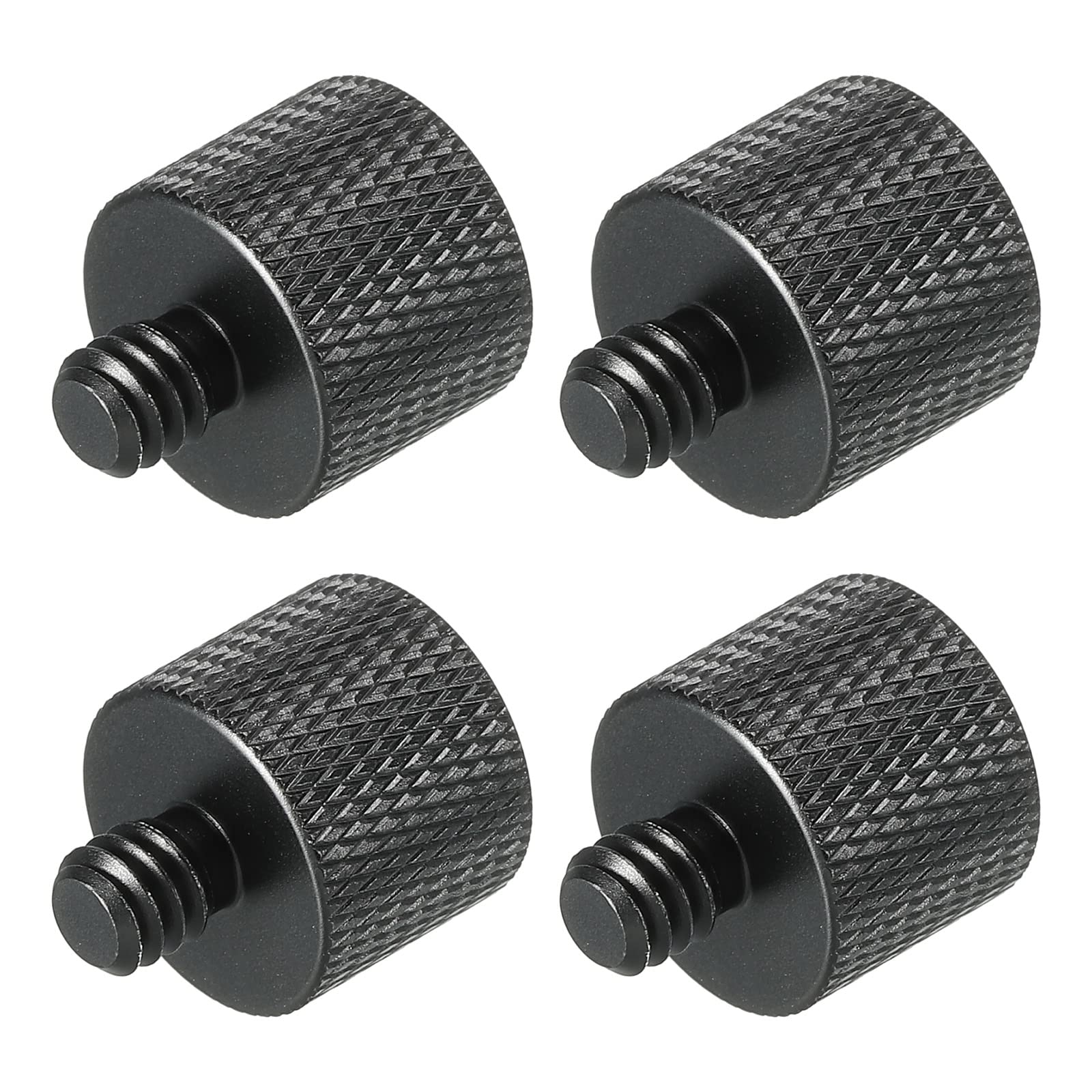 PATIKIL Mic Stand Adapter 1/4 Male to 1/4 Female Camera Screw Thread Adapter for Microphone Tripod Stand Black 4 Pack