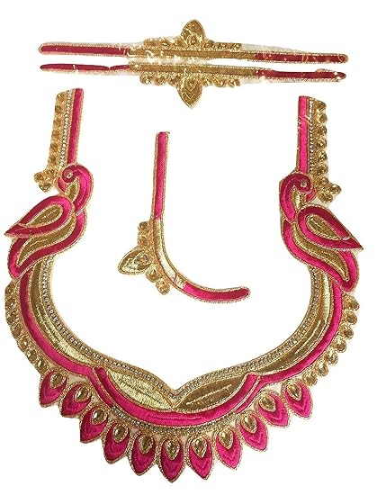 Ready to stitch Pink Back neck Dual Peacock Patch for designer blouse design .dress design