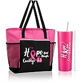 Paterr 2 Pack Breast Cancer Awareness Gifts Chemo Bags and Totes Chemo Care Package for Women Breast Cancer Accessories(Classic Pink,Breast Cancer)