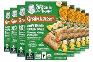 Gerber Snacks for Toddler Organic Soft Baked Grain Bars, Grain & Grow, Banana Mango Pineapple, 5.5 Ounce (Pack of 8)