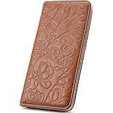 MEIITRUE Wallet Women Ultra Slim Thin Womens Wallet RFID Blocking Bifold Clutch Long Ladies Wallet Rose BROWN