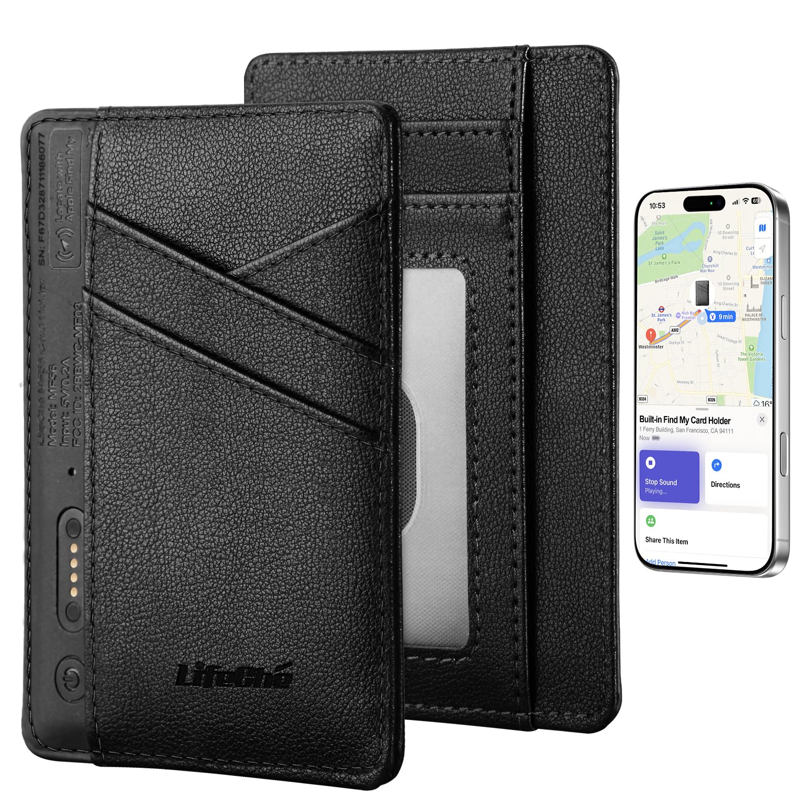 Photo 1 of Card Wallet for Men Built-in Finy My Replacement for AirTag Wallet, Credit Card Holder Mens Slim Wallet, Premium Leather Front Pocket Wallet Minimalist Wallet with ID Window RFID Blocking Card Wallet