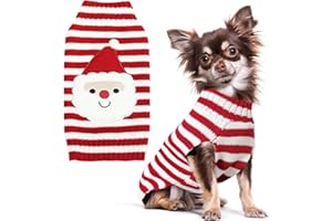 PETCARE Santa Dog Sweater Christmas Funny Cute Red Striped Cat Sweater Vest Pet Holiday Dog Clothes Puppy Sweaters for Small Medium Large Dogs Cats Fall Winter Outfits Xmas Dogs Costume,Medium