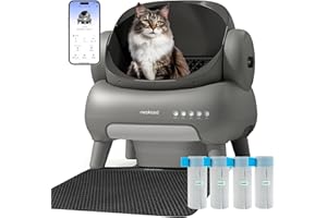 Neakasa M1 Plus Bundle Open-Top Self-Cleaning Cat Litter Box with APP Control, Includes 4 Rolls (60pcs) Refill Waste Bags, 2 Extra Rolls Added (Plus Version)