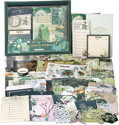 Draupnir Aesthetic Scrapbook Kit Green Wonderland A6 Journal DIY Gift