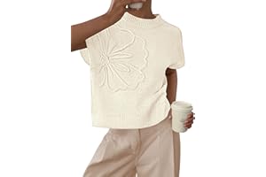 PRETTYGARDEN Women's 2026 Spring Sweater Vest Trendy Flower Knit Short Sleeve Cute Pullover Tank Tops Summer Fashion Clothing