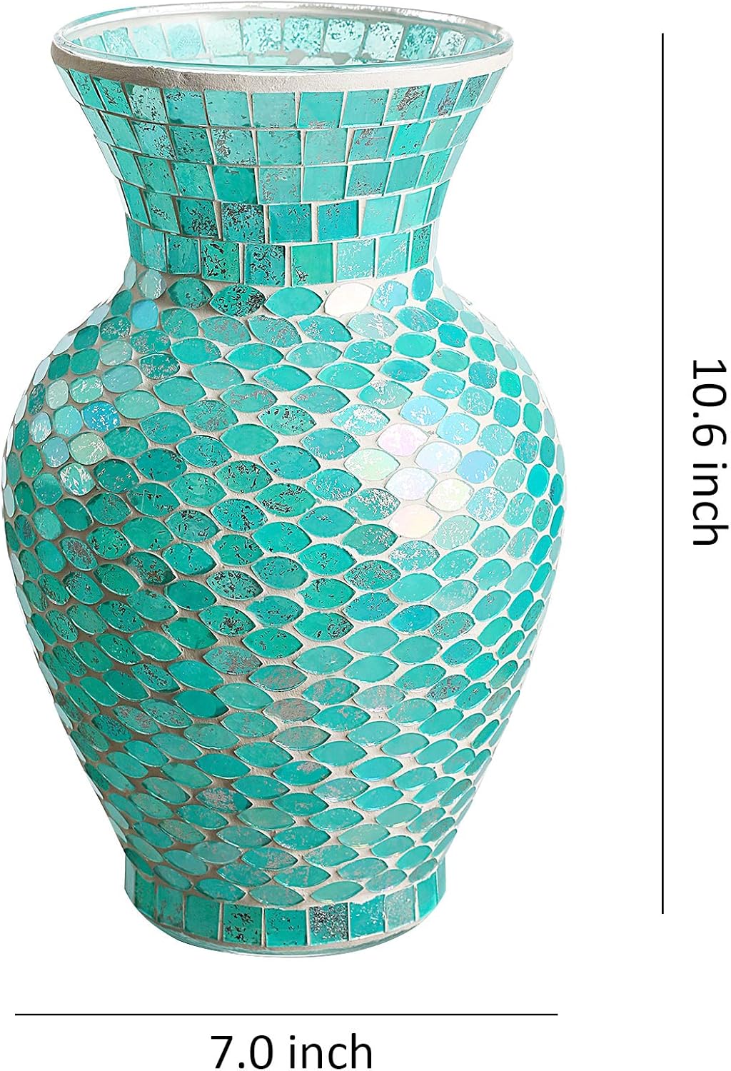 Amazon Com Whole Housewares 10 5 Tall Mosaic Glass Vase Blue Home Kitchen