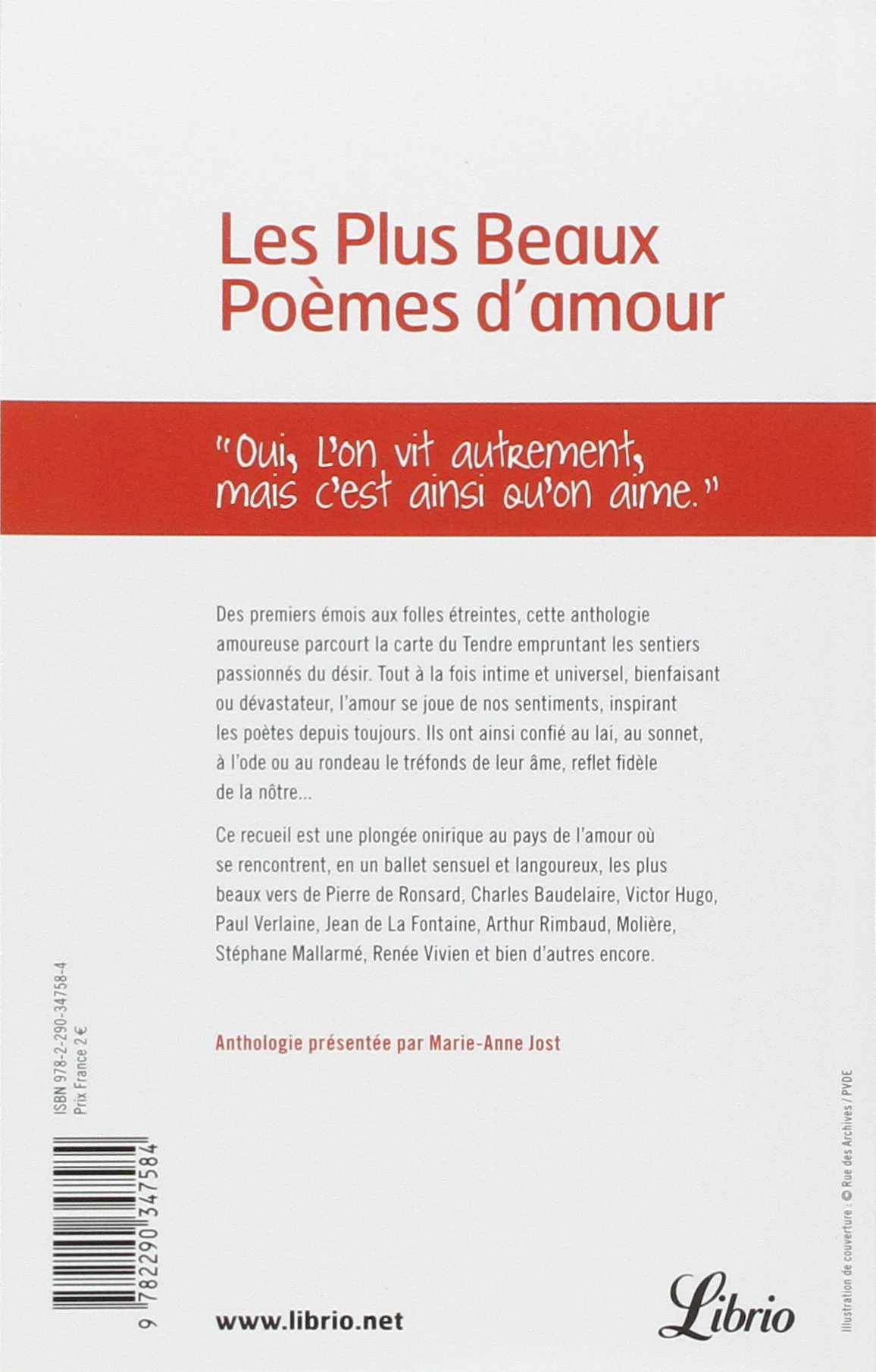 Les Plus Beaux Poemes D Amour Anthologie Presentee Par Marie Anne Jost Librio Poesie Jost Marie Anne Amazon Com Books