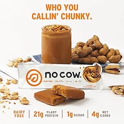 No Cow High Protein Bars, Chunky Peanut Butter