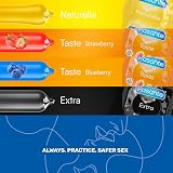 Pasante Condoms Variety Pack 50 – Mixed Flavoured, Ribbed, Thin, Extra view 4