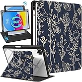 Uppuppy for iPad Pro 12.9 Case Folio Cover with Pencil Holder Women Cute Girls Floral Girly Flower Pretty Teens Unique Fashion Rotating Stand for Apple iPad Pro 12.9 Inch Cases 2022/2021/2020/2018