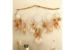 ARTILADY Dream Catcher Boho Macrame Wall Art - 31" Large Feather Dreamcatchers for Bedroom Moon Wall Decor by Native American for Women, Teen Girls