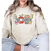 coreus Custom Teacher Sweatshirt For Teacher Appreciation Gift For Teacher, Customized Name Teacher Crewneck Sweatshirt, Cute Elementary Teacher Sweatshirt