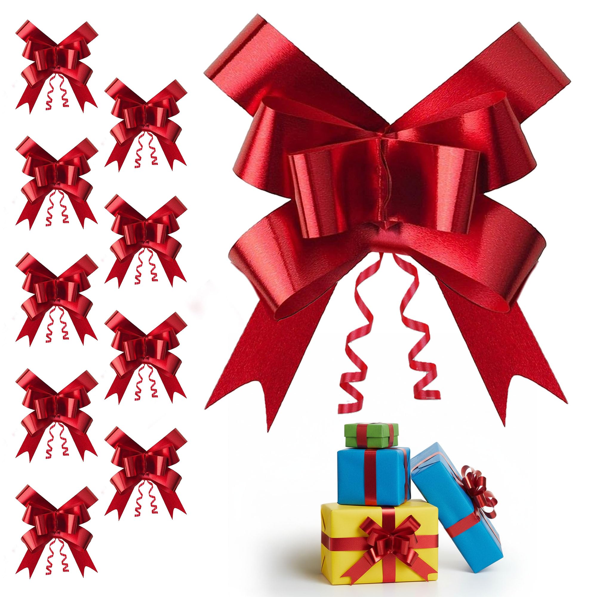 30pcs Red 30mm/3cm Large Ribbon Pull Bows for Party Wall, Gift Wraps, Christmas Trees, Wedding, Birthday Hampers Decoration Florist Pullbows
