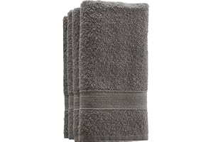 ALL DESIGN TOWELS Cotton Fingertip Towels Set - 4 Pack Grey Highly Absorbent, Soft Feel Fingertip Towels 11"x17"