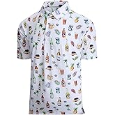 Damipow Mens Golf Shirts Dry Fit Polo Shirts Moisture Wicking Short Sleeve Hawaiian Polo Shirt