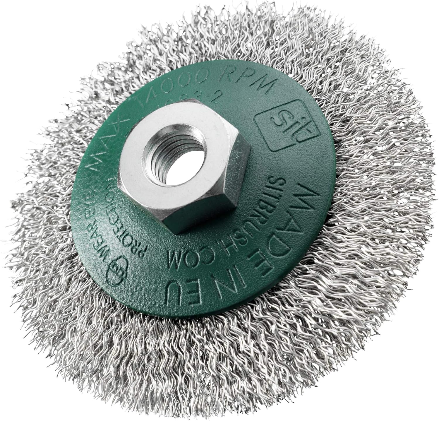 Spazzola Conica Per Smerigliatrice SIT CO90 - Acciaio INOX Ø90mm, Filo 0.3mm, Attacco M14 - Foto 5