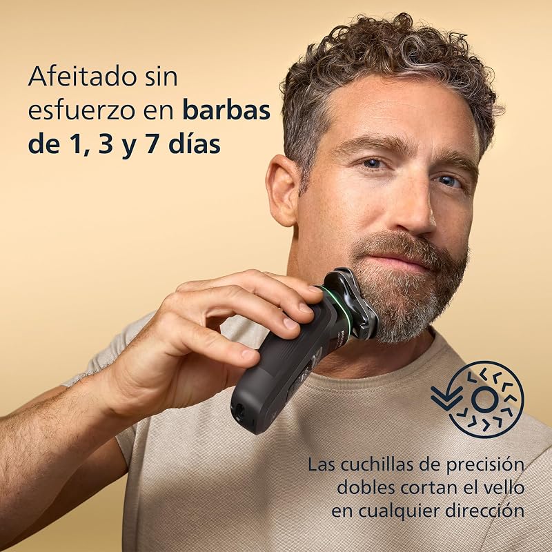 i9000 Prestige, Afeitadora Eléctrica Hombre, Máquina de Afeitar Barba en Seco y Húmedo, Tecnología SkinIQ, Base de Carga, Recargable, Estuche de Viaje, Centro de limpieza, XP9207/30