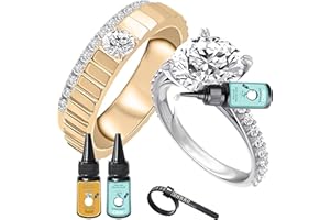 KUEROAMI Ring Sizers Gel for Loose Rings, Innovative Ring Guards Glue Fit Most Rings, 1 Gold, 1 Clear, Invisible Ring Adjuster Adhesive with UV Light Easy to Apply (2 Bottles)