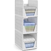 Sorbus Stackable Closet Organizer, Open-Front Shelf Bins (3 XL) | Plastic shelves and baskets for clothes in pantries, bathrooms, kitchens, garages, cabinets and countertops.