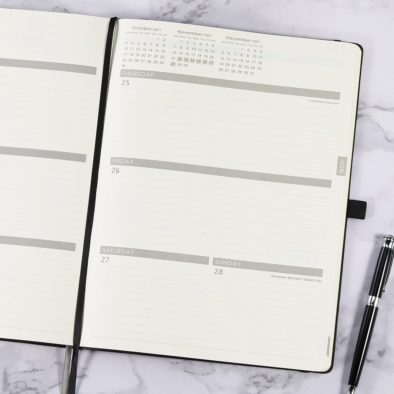 2021-2022 Planner - Weekly, Monthly and Year Planner with Pen Loop, to Achieve Your Goals & Improve Productivity, Thick Paper, Inner Pocket, 8.5" x 11", Black : Office Products