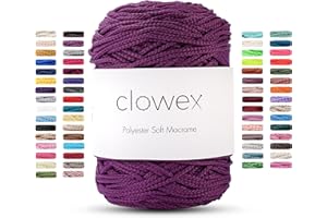 Clowex Polyester Soft Macrame Cord 2.5-3mm, 191 Yards x 1/9 inc Turkish Polyester Rope, Braided Yarn for DIY Crafts, Plant Hanger, Wall Hanging, Bag