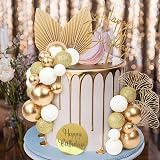 LARDUX Gold Cake Decorations Boho Toppers Palm Leaves Ball Insert 30 pcs view 3