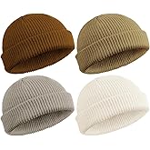 SATINIOR 4 Pieces Trawler Beanie Watch Hat Roll up Edge Skullcap Fisherman Beanie Unisex