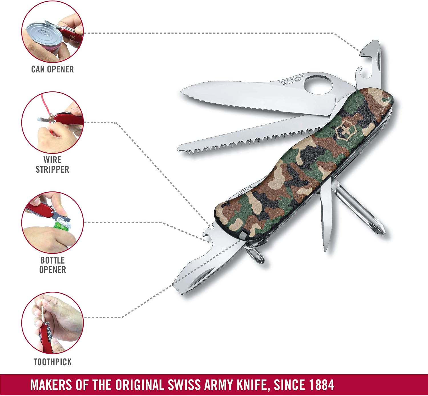 Victorinox Trailmaster Swiss Army Pocket Knife, Large, Multi Tool, 12 Functions, Large Locking Blade, Camouflage - Image 5