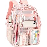 abshoo Large Clear Backpack For Girls Women School Bookbag Heavy Duty Transparent Backpacks (Baby Pink)