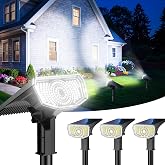 Solar Spot Lights Outdoor Waterproof IP65, 100 LED Solar Lights Outdoor | Super Bright Solar Spotlights 6500K&amp;2 Lighting Modes , 2-in-1 Ground Spike &amp; Wall Mount Solar Landscape Spotlights for Yard
