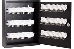 UMEKEN Key Box Wall Mount 120 Position Metal Valet Key Cabinet Lock Box with Key Tags, Key Holder Lockbox Key Organizer Safe Storage Locker Box, Black, 14" x 3.15" x 17.13"