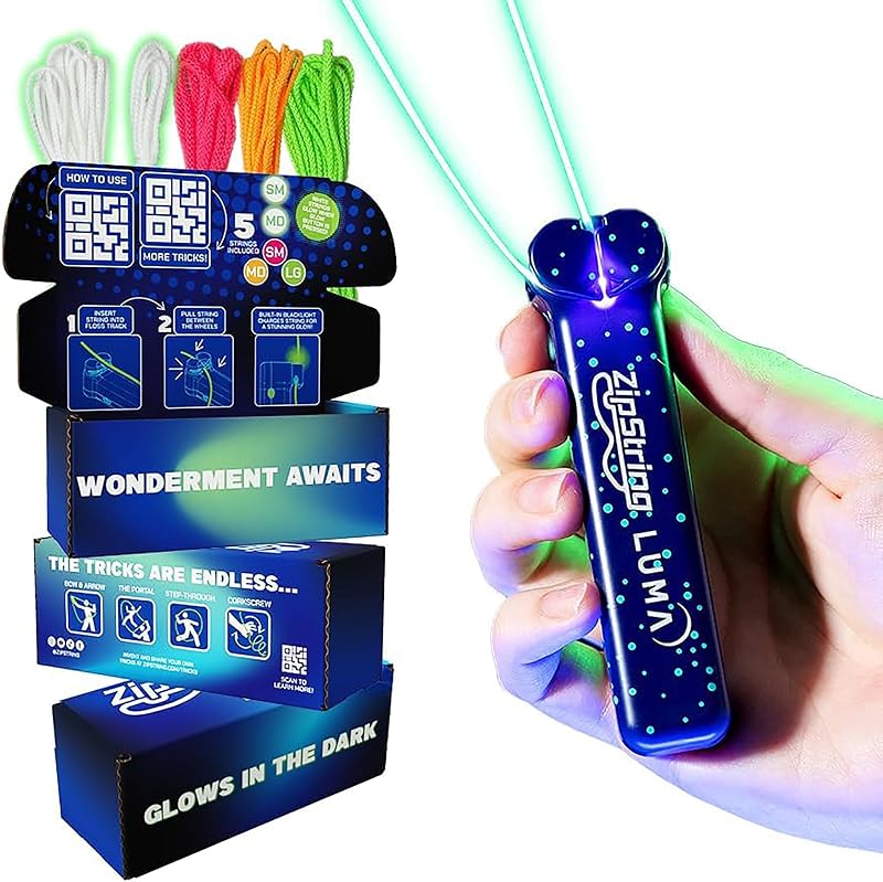 ZipString Handheld String Launcher Toy USB-C Rechargeable Luma Glow