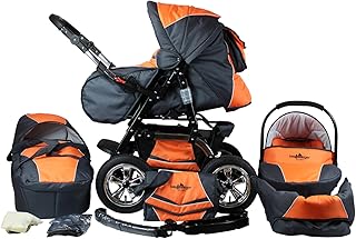 Bergsteiger Milano Kombikinderwagen + Autositz mit Travelsystem (Megaset 10 - teilig); Farbe: Orange & Grey