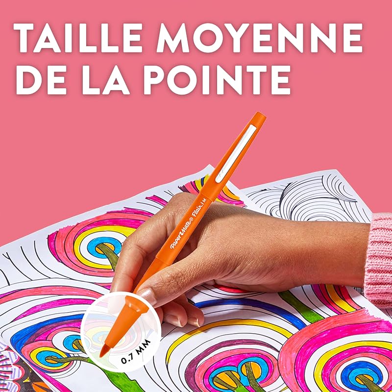 Flair Stylos feutres | Feutres de coloriage sans fuite à pointe moyenne (0,7 mm) | Idéal pour écrire, coloriage (adultes et enfants), scrapbooking, etc. | Couleurs Tropical | Lot de 6