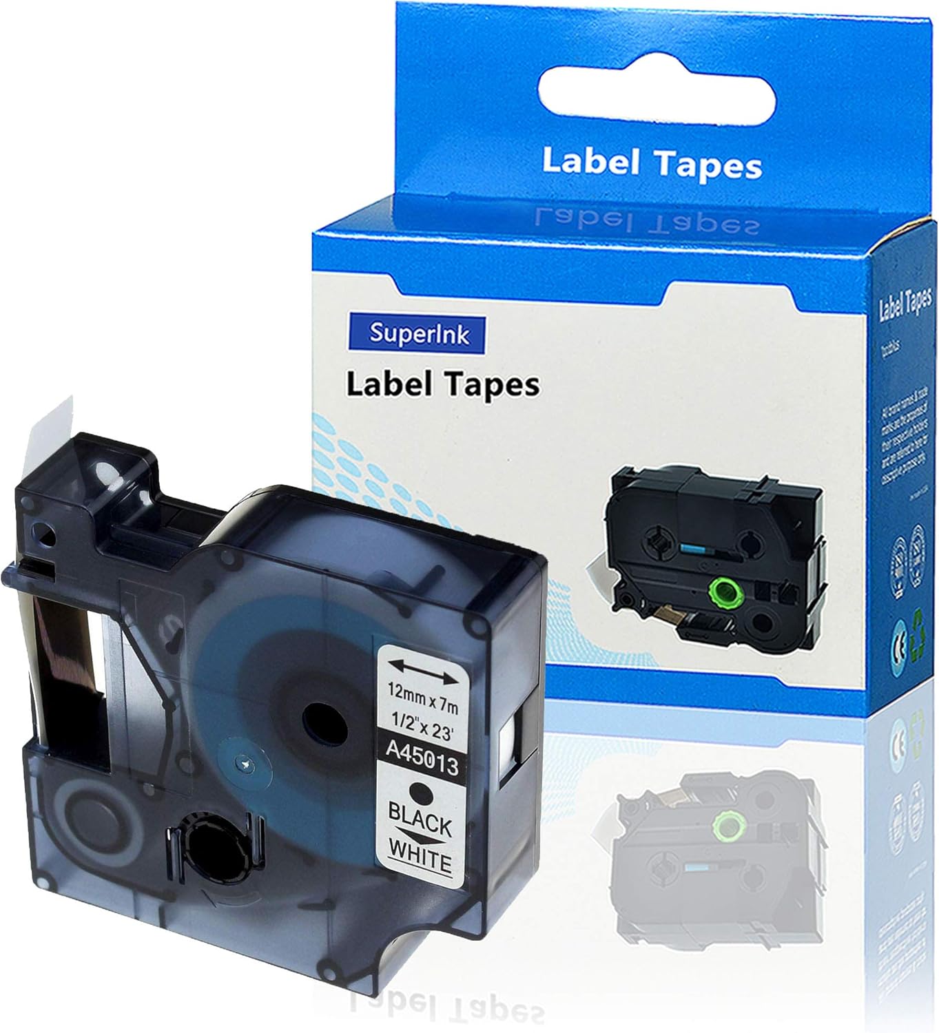 SuperInk 12mm*7m Compatible for dymo 45013 DYMO D1 Label Tape DYMO label printer ribbons label