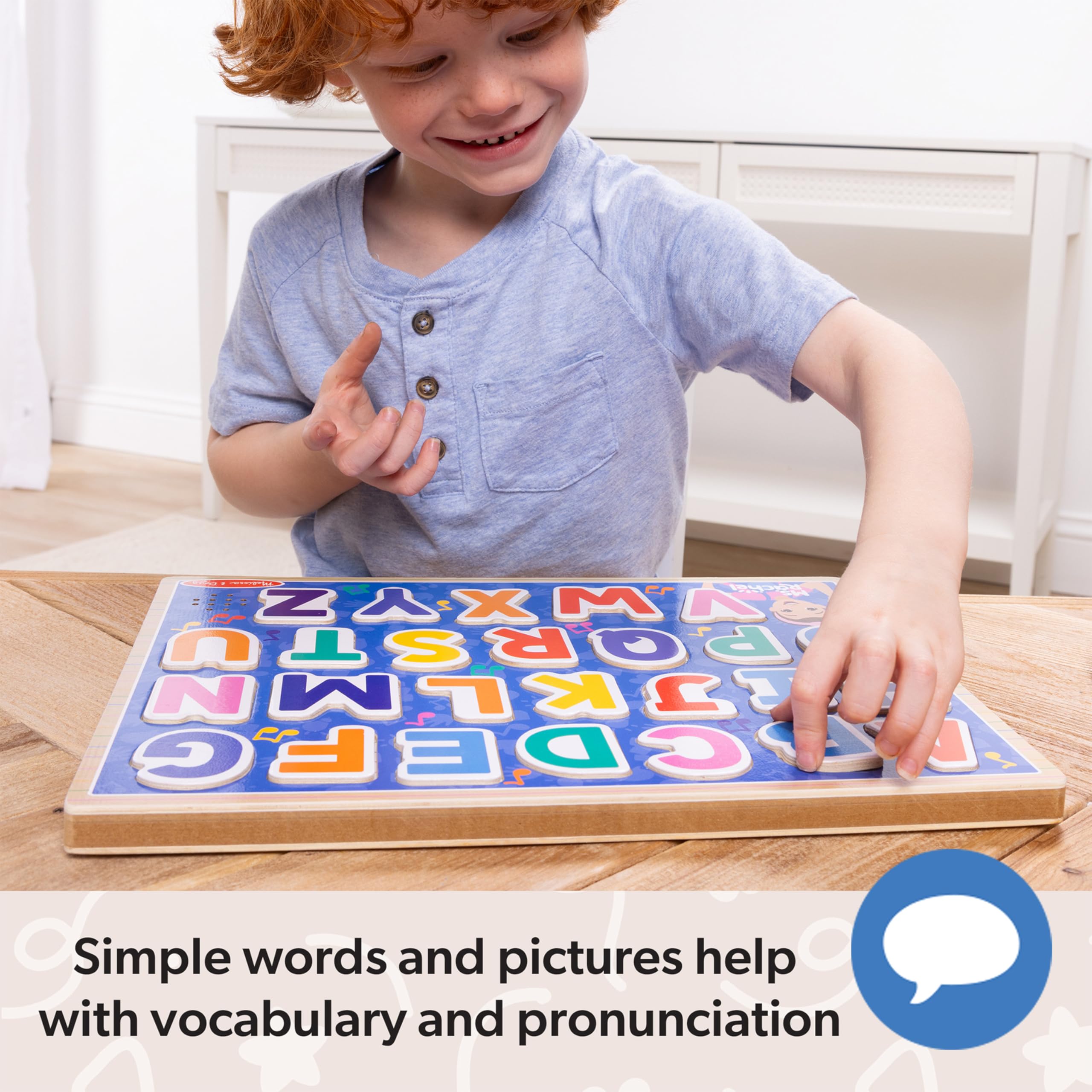 Melissa & Doug® Ms. Rachel™ Wooden Phonics Alphabet Sound Puzzle with Light-Activated Sound Effects, 24-Piece Toddler Toys for Boys and Girls Ages 2+ Years - FSC Certified