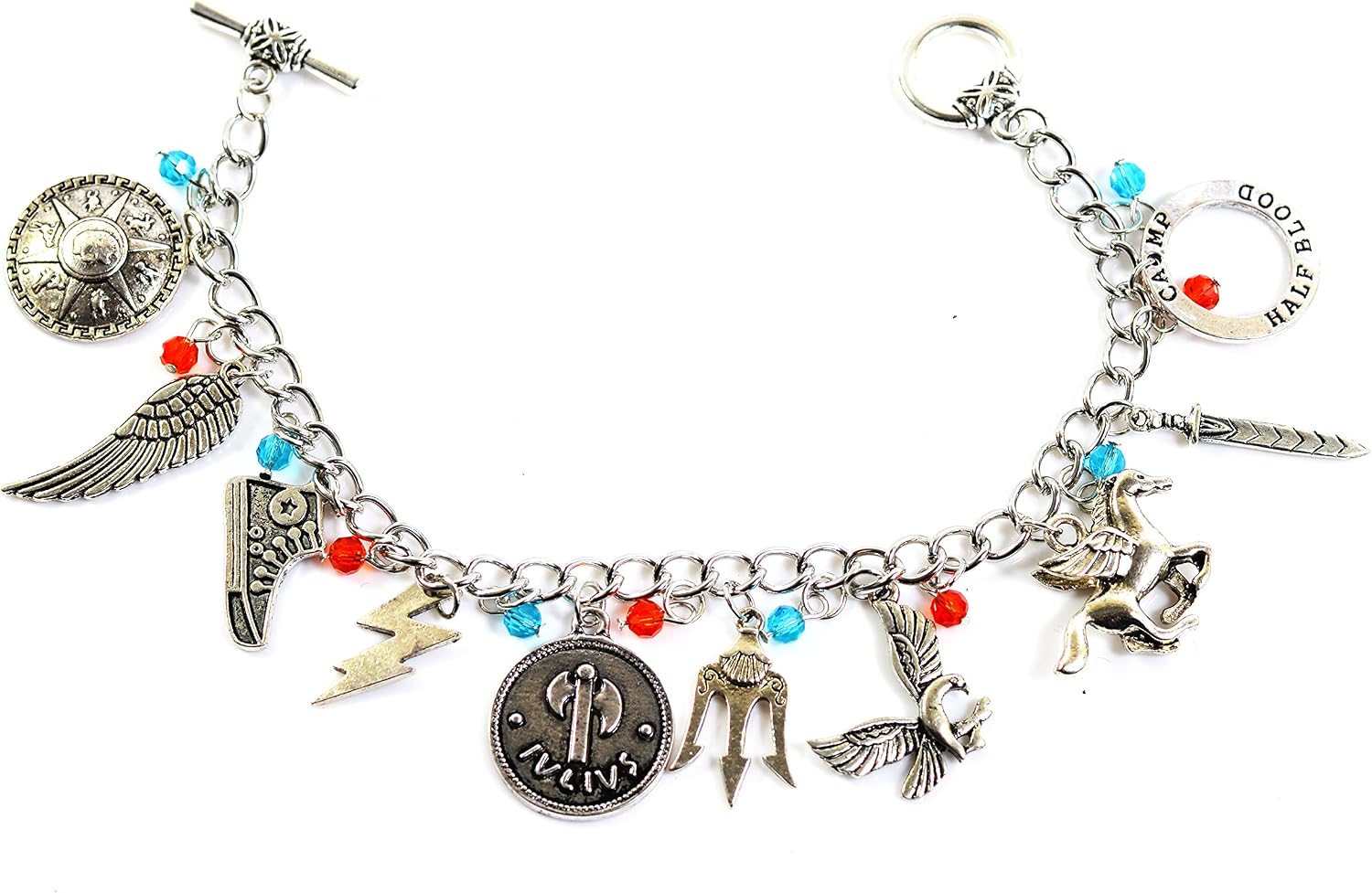 Beaux Bijoux Percy Jackson Inspired Charm Bracelet - Camp Half Blood Sea of Monsters Poseidon Bracelet, Silver, 21,5 cm - Image 3