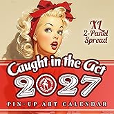 Pin Up Calendar 2027, Premium, Vintage Norman Rockwell&ndash;Inspired Pin up Girl Retro Wall Art Calendar, Collectible XL 2-Panel Pinup Art, Man Cave &amp; Living Room Decor, 11 &times; 17" Open